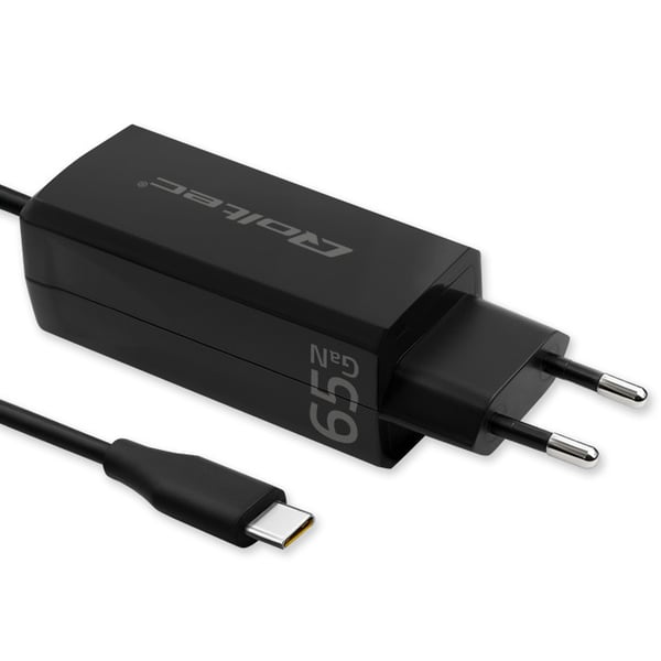 Qoltec 65W GaN superhurti vægglader 5-20V 3-3.25A USB 3.1 til bærbar, smartphone og tablet
