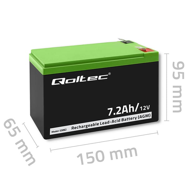 Qoltec AGM-batteri 12V 7,2Ah vedligeholdelsesfrit til UPS og sikkerhed