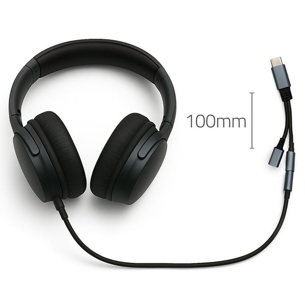 Qoltec Adapter 2-i-1 USB-C | USB-C | Jack 3,5 mm | PD 15W | 10 cm | Aluminium