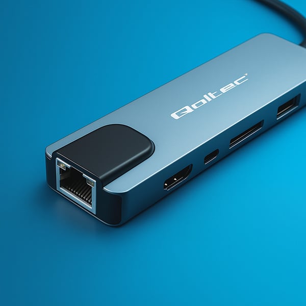 Qoltec USB-C hubbadapter 5-i-1 med USB-C PD 100W, 2x USB, HDMI 4K och RJ45