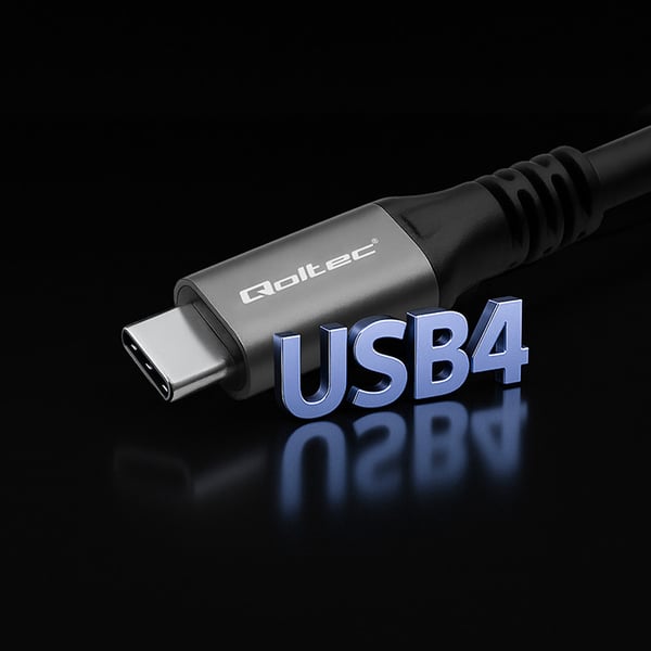 Qoltec USB4 Ultrahurtigt Kabel | USB-C PD 240W | Thunderbolt 3/4 | 4K | 40 Gb/s | 1 m | Sort