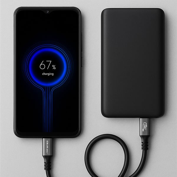 Qoltec USB4 Ultrahurtigt Kabel | USB-C PD 240W | Thunderbolt 3/4 | 4K | 40 Gb/s | 1 m | Sort