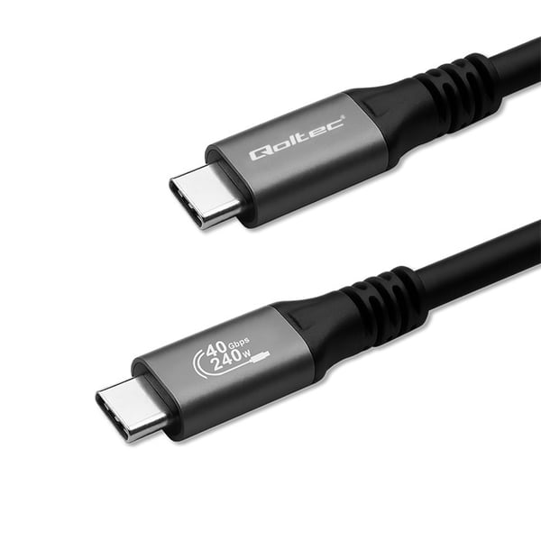 Qoltec USB4 Ultrahurtigt Kabel | USB-C PD 240W | Thunderbolt 3/4 | 4K | 40 Gb/s | 1 m | Sort