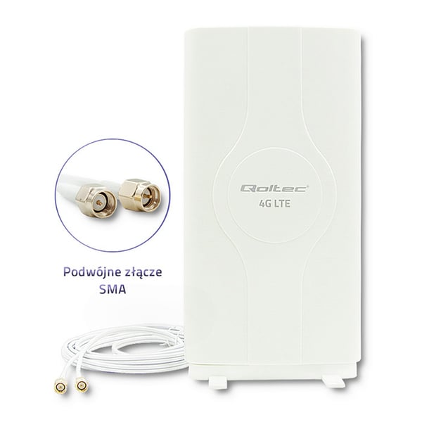 Qoltec 4G LTE -kaksoisantenni kahdella SMA-liittimellä | 30dBi | Sisäinen