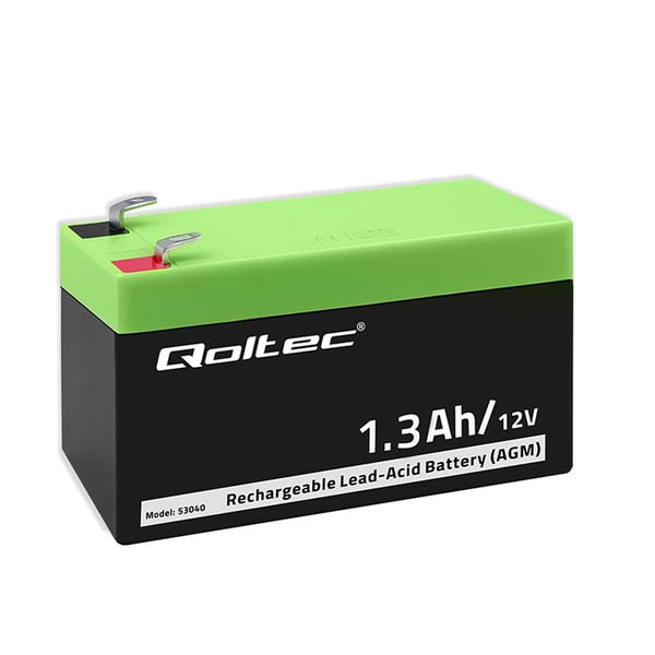 Qoltec AGM-batteri 12V 1,3Ah underhållsfritt långvarig för UPS vågar kassaregister