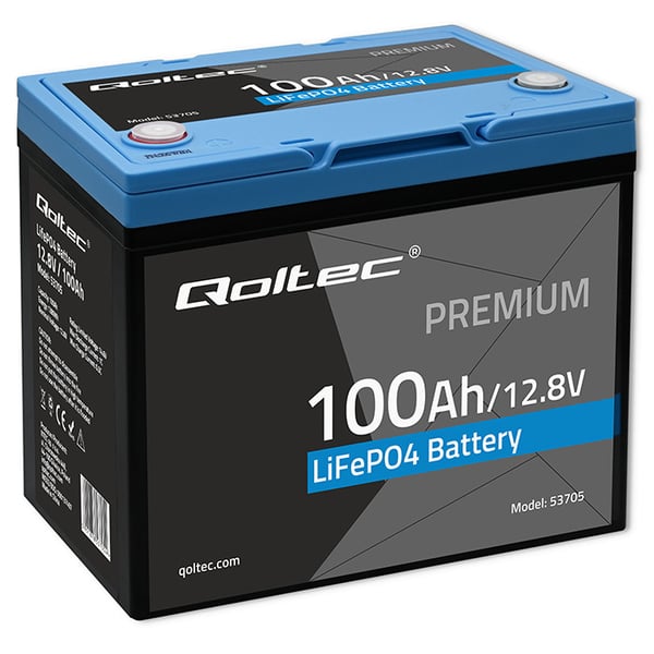 Qoltec LiFePO4 Litiumrautafosfaattiakku | 12,8 V | 100 Ah | 1280 Wh | BMS