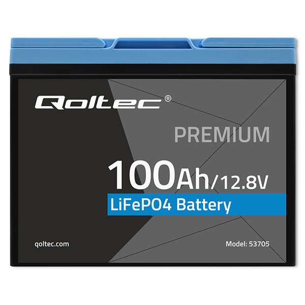 Qoltec LiFePO4 litiumjärnfosfatbatteri 12,8V 100Ah 1280Wh med BMS