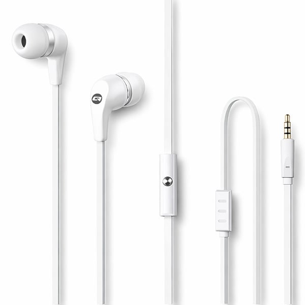 Qoltec In-Ear hörlurar med mikrofon vita