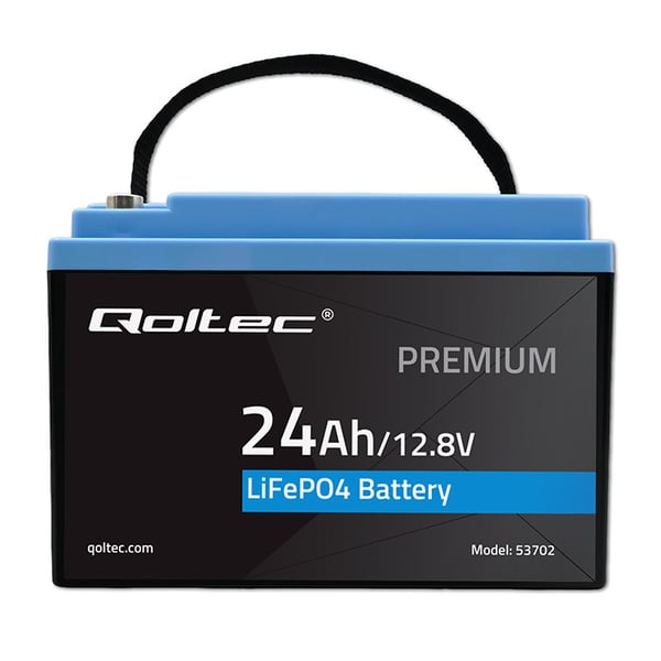 Qoltec LiFePO4 lithiumjernfosfatbatteri 12,8V 24Ah 307,2Wh med BMS