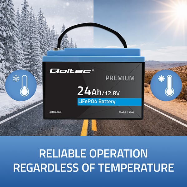 Qoltec LiFePO4 lithiumjernfosfatbatteri 12,8V 24Ah 307,2Wh med BMS