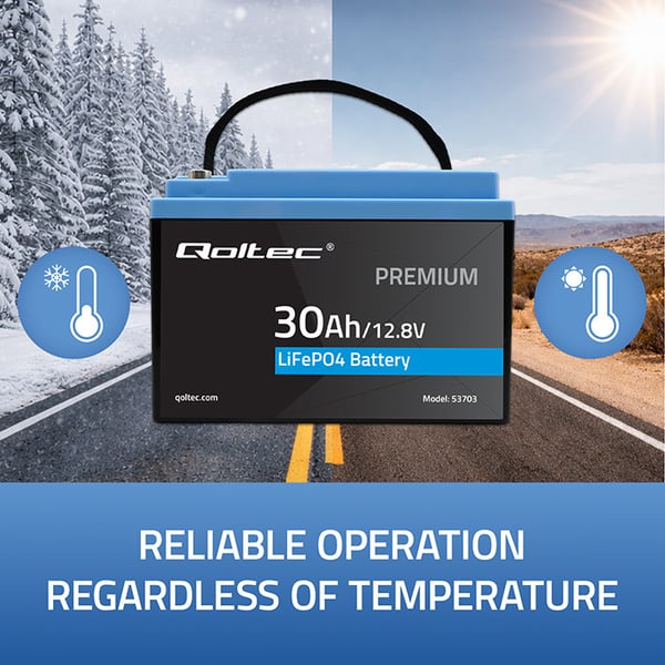 Qoltec LiFePO4 litiumbatteri 12,8V 30Ah 384Wh med BMS