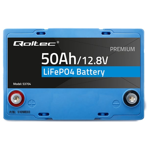 Qoltec LiFePO4 lithiumjernfosfatbatteri 12,8V 50Ah 640Wh med BMS