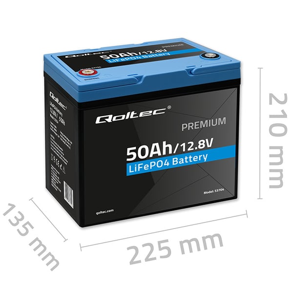 Qoltec LiFePO4 lithiumjernfosfatbatteri 12,8V 50Ah 640Wh med BMS