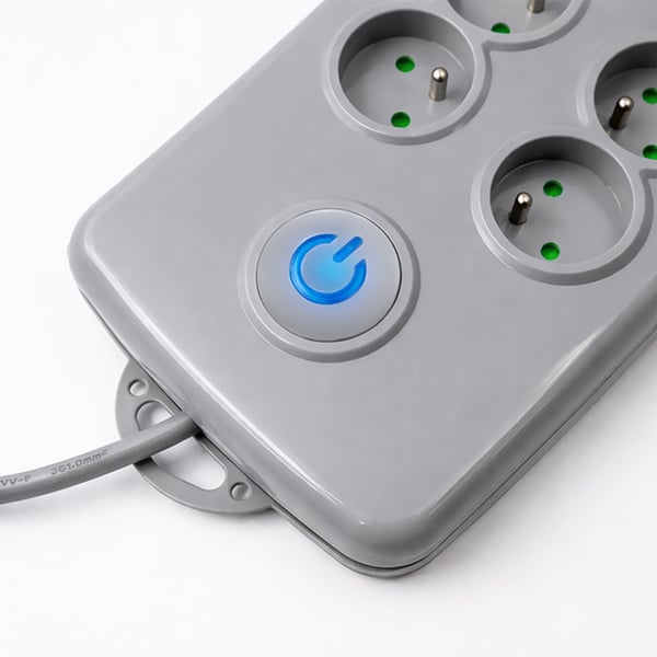 Qoltec overspændingsbeskyttet stikdåse med 8 udtag og 2,5 m ledning grå
