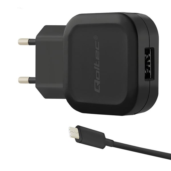 Qoltec Seinälaturi 12 W | 5 V | 2,4 A | USB + USB Type-C -kaapeli