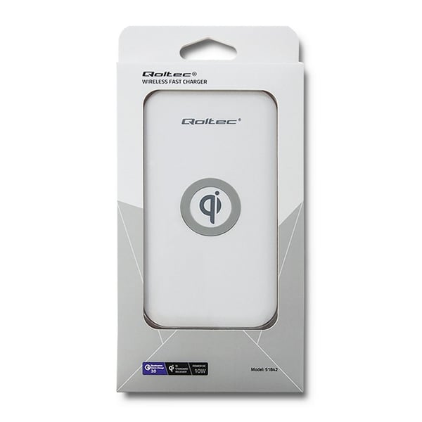 Qoltec trådlös induktiv laddare Qualcomm QuickCharge 3.0 10W vit