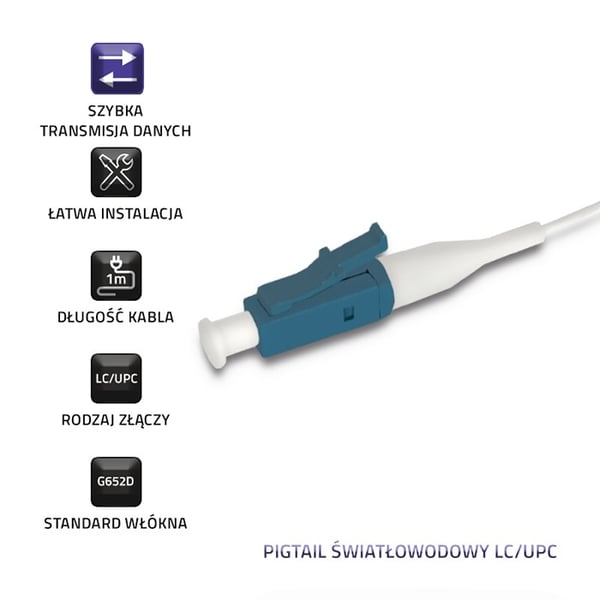 Qoltec fiberoptisk pigtail LC/UPC singelmod 9/125 G652D 1 m