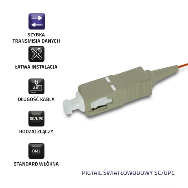 Qoltec fiberoptisk pigtail SC/UPC multiläge 50/125 OM2 2m