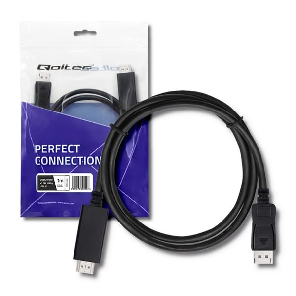 Qoltec DisplayPort v1.1 uros | HDMI uros | 4K | 1m
