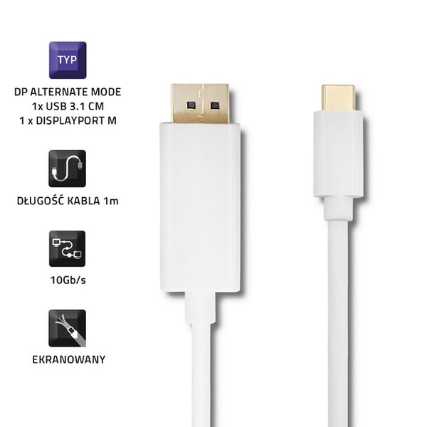 Qoltec DisplayPort USB 3.1 typ C till DisplayPort adapter 5K 1 m