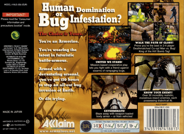 Armorines: Project S.W.A.R.M. - N64 - PAL / EUR (BRUKT VARE)