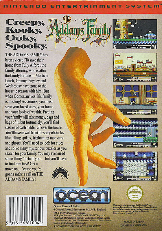 The Addams Family - Nintendo 8-bit/NES - PAL B/SCN (BRUKT VARE)