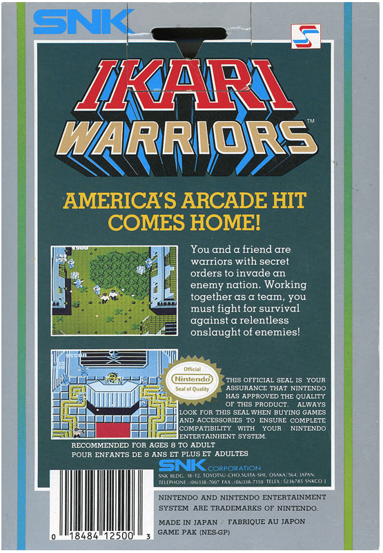 Ikari Warriors - Nintendo 8-bit/NES - PAL B/SCN (BRUKT VARE)