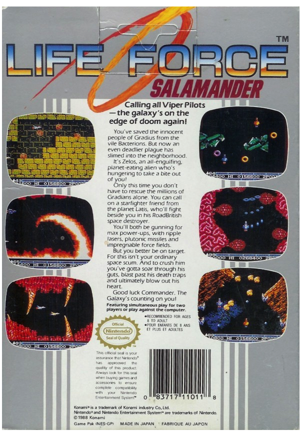 Life Force Salamander - Nintendo 8-bit/NES - PAL B/SCN (BRUKT VARE)