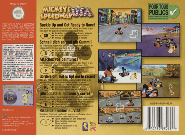 Mickey´s Speedway USA - Nintendo 64/N64 - PAL/EUR (BRUGT VARE)