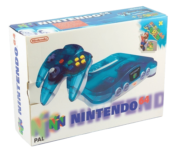 Nintendo 64 Console Clear Blue / White (without Mario 64) No Box (BRUKT VARE)