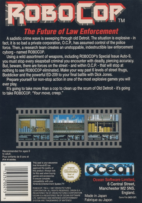 RoboCop - Nintendo 8-bit/NES - PAL B/SCN (BRUKT VARE)