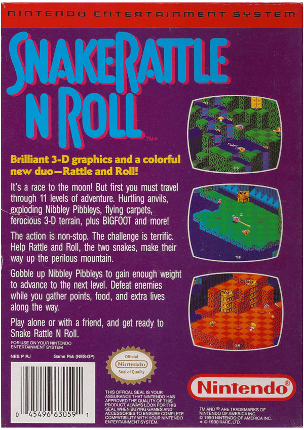 Snake Rattle´n Roll - Nintendo 8-bit/NES - PAL B/SCN (BRUKT VARE)