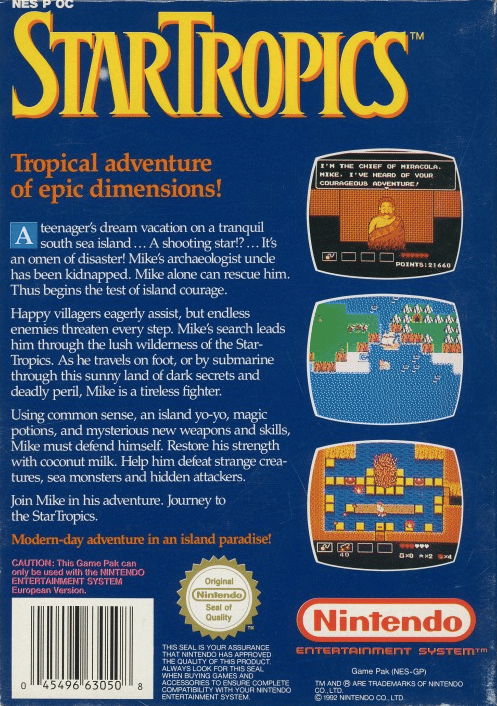Star Tropics - Nintendo 8-bit/NES - PAL B/SCN (BRUKT VARE)