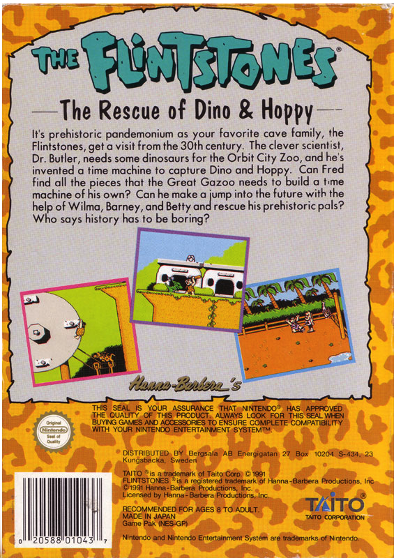 The Flintstones The Rescue of Dino & Hoppy - Nintendo 8-bit/NES - PAL B/SCN (BRUKT VARE)