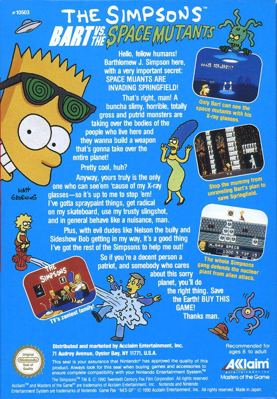 The Simpsons Bart vs. the Space Mutants - Nintendo 8-bit/NES - PAL B/SCN (BRUKT VARE)