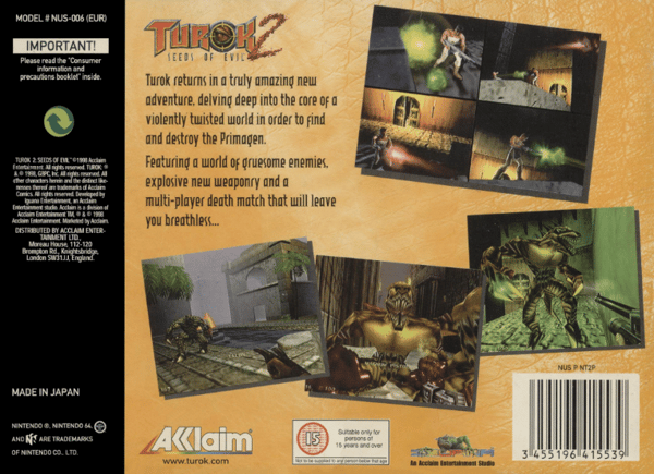Turok: Dinosaur Hunter - Nintendo 64/N64 - PAL/EUR (BRUKT VARE)