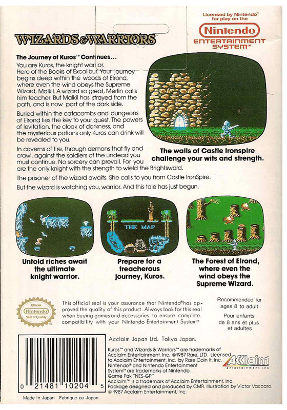 Wizards & Warriors - Nintendo 8-bit/NES - PAL B/SCN (BRUKT VARE)