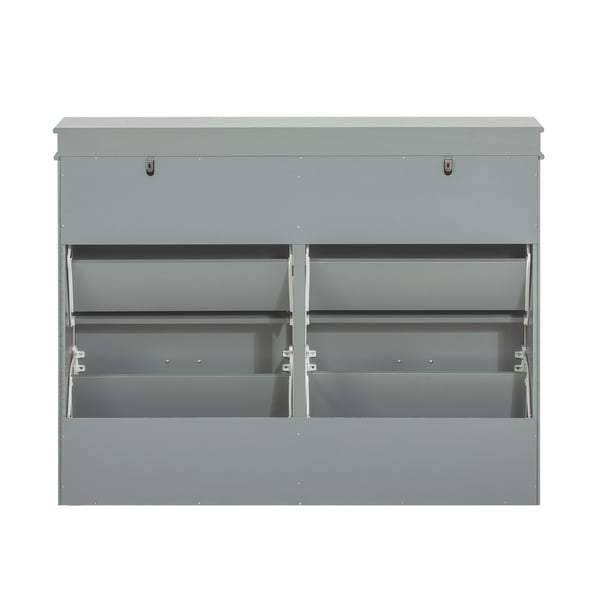 SoBuy Smalt skoskab med 4 klapdøre – 105x24x82cm | Pladsbesparende | Grå FSR79-HG