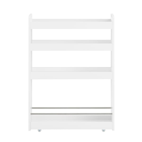 SoBuy Förvaringshylla med Hjul – 4 Hyllor | Vit 60x18x82cm NSR01-W