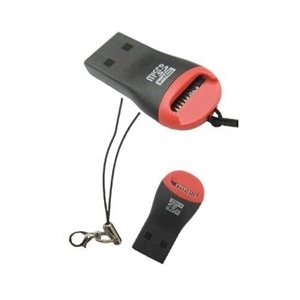 USB 2.0 -kortinlukija microSDHC:lle (punainen/musta) USB 2.0 -kortinlukija microSDHC:lle (punainen/musta)