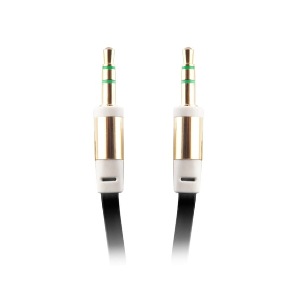 Fladt og sammenfiltringsfrit AUX-kabel 3,5 mm - 1m, sort (Ha-Ha) Fladt og sammenfiltringsfrit AUX-kabel 3,5 mm - 1m, sort (Ha-Ha)