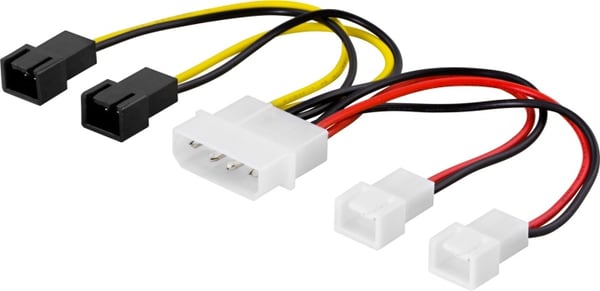 DELTACO Adapterkabel til blæser, fra 4-pin til 4x3-pin