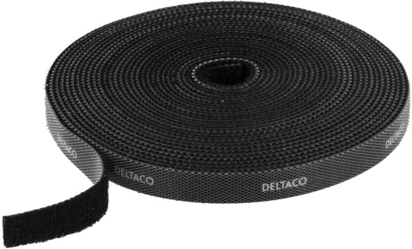 DELTACO Tarranauha, 10mm leveys, 5m rulla, musta