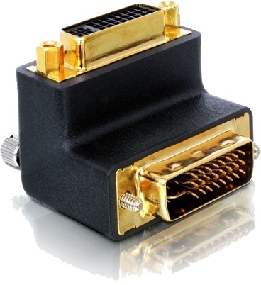 DeLOCK DVI-adapter, Dual Link DVI-D ha-ho, vinklet, gullfarget, svart (65173)
