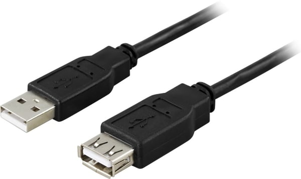 DELTACO USB 2.0 kabel Typ A han - Typ A hun 0,1m, svart