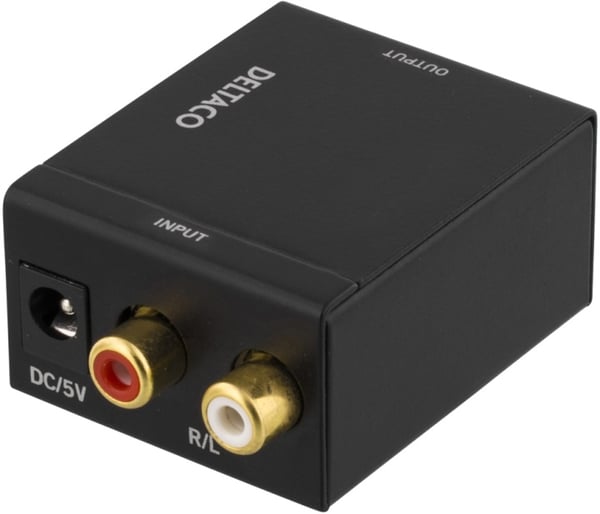 DELTACO analog til digital lydomformer, 2xRCA, S/PDIF, svart (AN-DG)