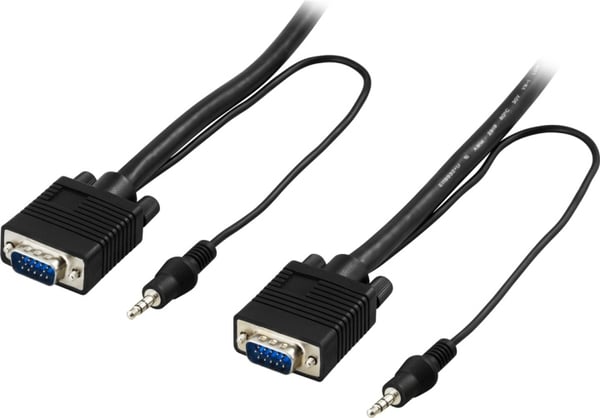 DELTACO monitorkabel RGB HD15ha-ha, utan pin 9, med 3,5mm ljud, 20m (RGB-7G)