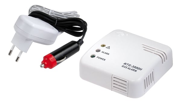 Nexa gasvarnare, het tråd, 12V, 85dB larm, cigg/230V, vit (13565)