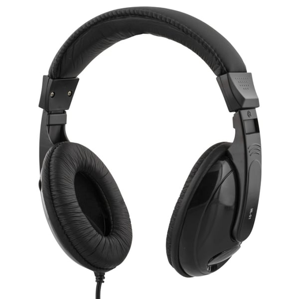 DELTACO høretelefoner, volumekontrol, 2,5m kabel, sort