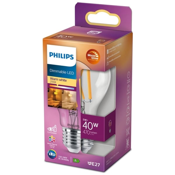 Philips LED E27 Normal 40W Clear Dimbar